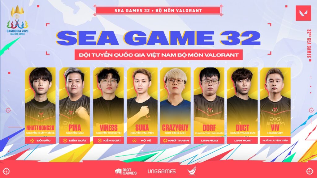 Đội hình Việt Nam thi đấu SEA Games 32 bộ môn VALORANT 